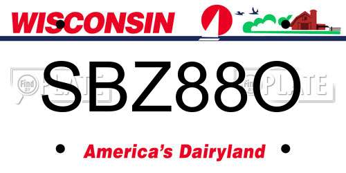 SBZ88O Wisconsin License Plate