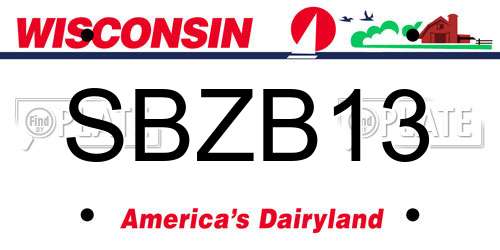 SBZB13 Wisconsin License Plate