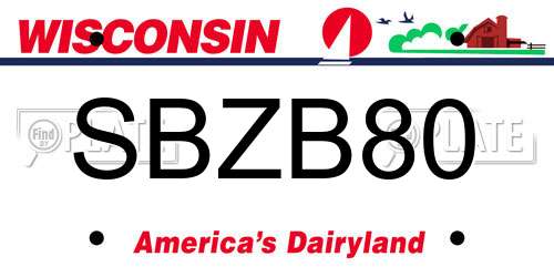 SBZB80 Wisconsin License Plate