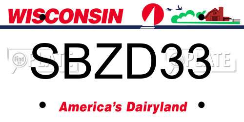SBZD33 Wisconsin License Plate