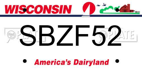 SBZF52 Wisconsin License Plate