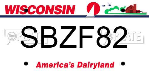 SBZF82 Wisconsin License Plate