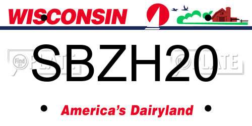 SBZH20 Wisconsin License Plate
