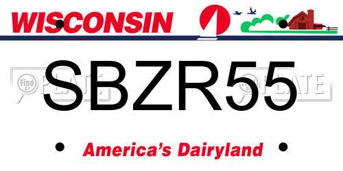 SBZR55 Wisconsin License Plate