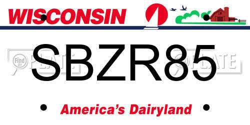 SBZR85 Wisconsin License Plate