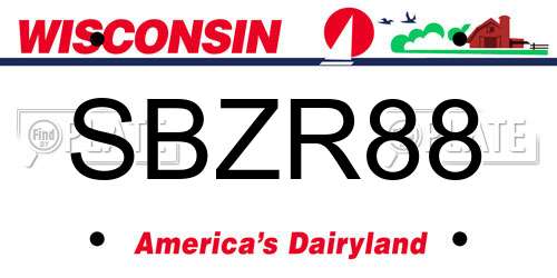 SBZR88 Wisconsin License Plate