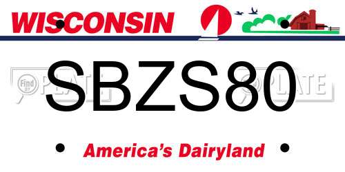 SBZS80 Wisconsin License Plate