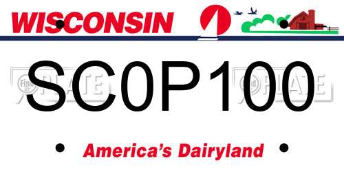 SC0P100 Wisconsin License Plate