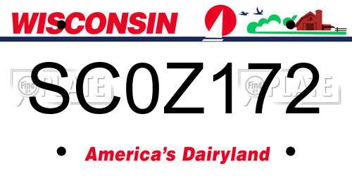 SC0Z172 Wisconsin License Plate