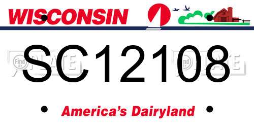 SC12108 Wisconsin License Plate