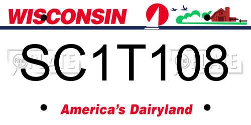 SC1T108 Wisconsin License Plate