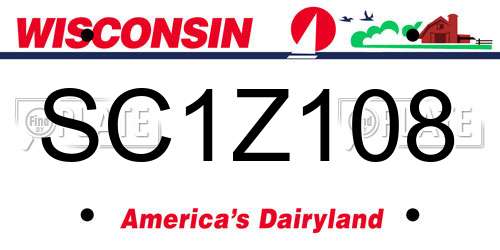 SC1Z108 Wisconsin License Plate