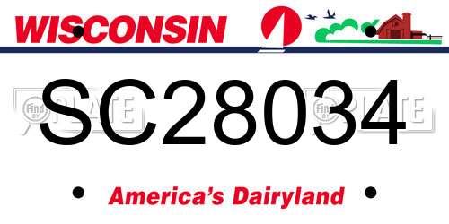 SC28034 Wisconsin License Plate