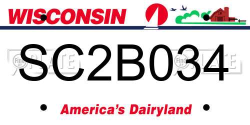 SC2B034 Wisconsin License Plate