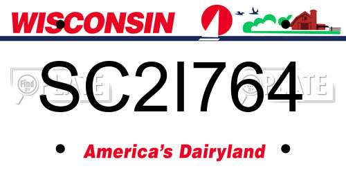 SC2I764 Wisconsin License Plate