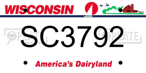 SC3792 Wisconsin License Plate