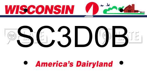 SC3D0B Wisconsin License Plate