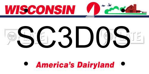 SC3D0S Wisconsin License Plate