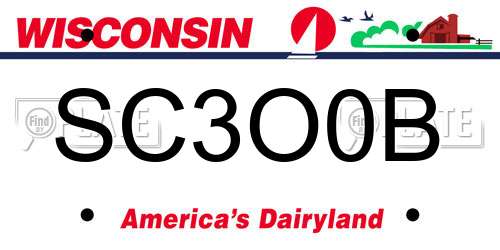 SC3O0B Wisconsin License Plate
