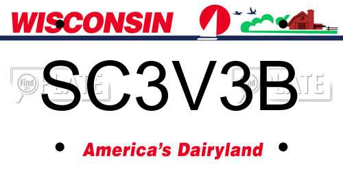 SC3V3B Wisconsin License Plate