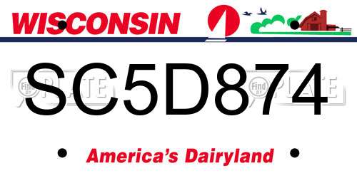 SC5D874 Wisconsin License Plate