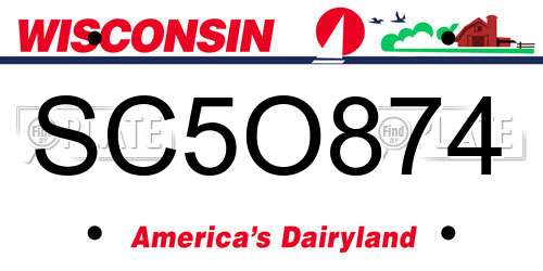 SC5O874 Wisconsin License Plate