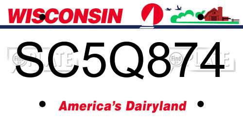 SC5Q874 Wisconsin License Plate