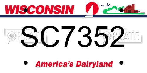 SC7352 Wisconsin License Plate