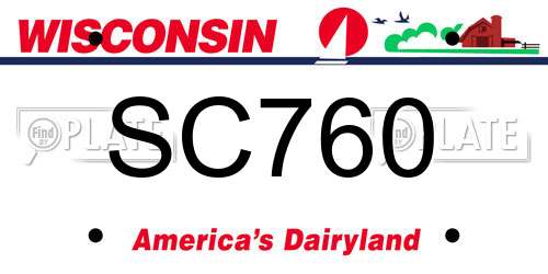 SC760 Wisconsin License Plate