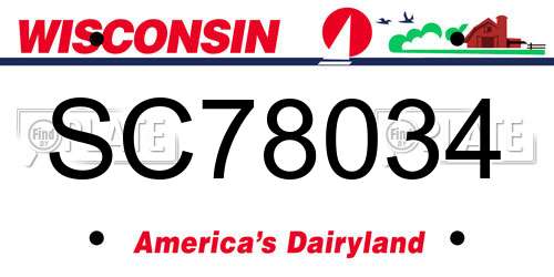 SC78034 Wisconsin License Plate