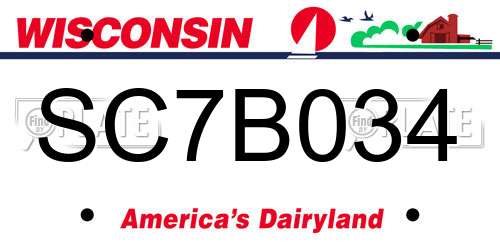 SC7B034 Wisconsin License Plate