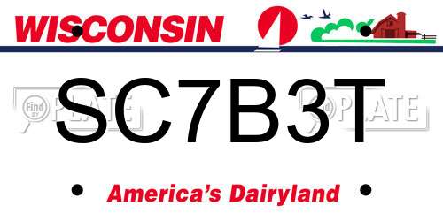 SC7B3T Wisconsin License Plate