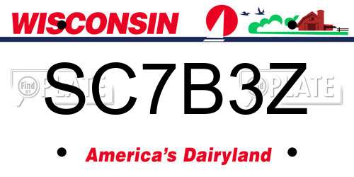 SC7B3Z Wisconsin License Plate