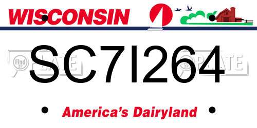 SC7I264 Wisconsin License Plate