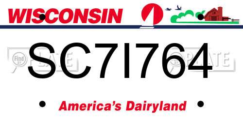 SC7I764 Wisconsin License Plate