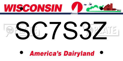 SC7S3Z Wisconsin License Plate
