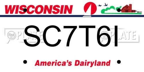 SC7T6I Wisconsin License Plate