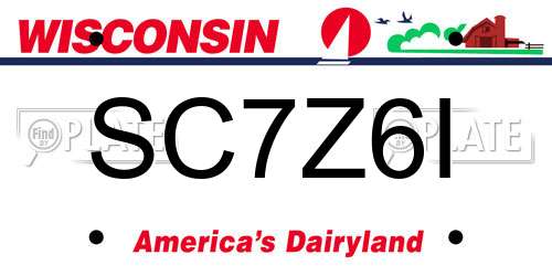 SC7Z6I Wisconsin License Plate