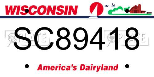 SC89418 Wisconsin License Plate
