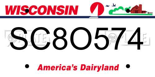 SC8O574 Wisconsin License Plate