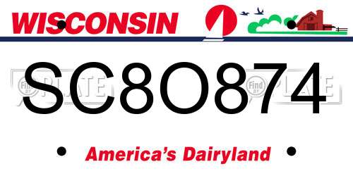 SC8O874 Wisconsin License Plate