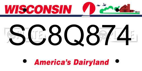 SC8Q874 Wisconsin License Plate