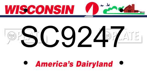 SC9247 Wisconsin License Plate