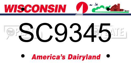 SC9345 Wisconsin License Plate