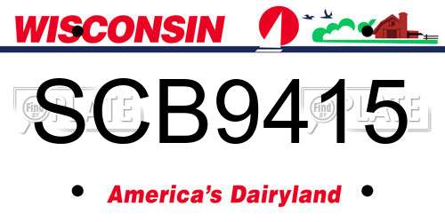 SCB9415 Wisconsin License Plate