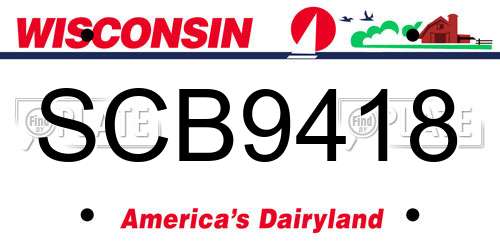 SCB9418 Wisconsin License Plate