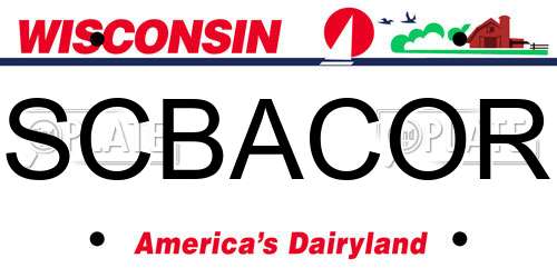 SCBACOR Wisconsin License Plate
