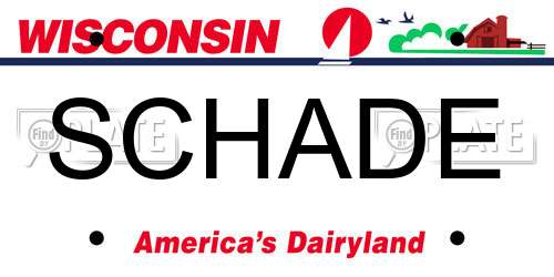 SCHADE Wisconsin License Plate