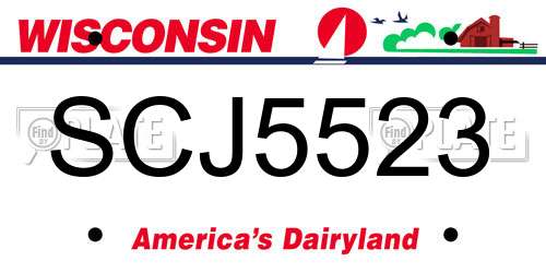 SCJ5523 Wisconsin License Plate