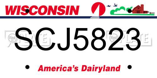 SCJ5823 Wisconsin License Plate